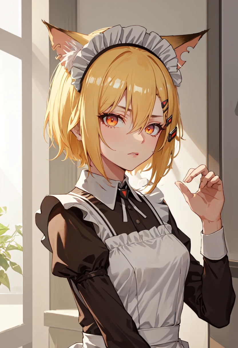 best quality, masterpiece, highres, solo, (vermeil_arknights:1.10), (maid:1.40), (long maid dress:1.15), 16 <lora:vermeil_arknights:0.80>