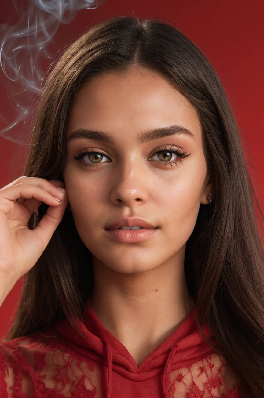 DV_S2_Jeanette_Vicious ((Red Theme, Red backdrop:1.4)) (Close-Up Shot, headshot:1.4) wearing (Black sweatshirt :1.4) 35mm, F/2.8 ((Photo Focus, DOF, Aperture, insanely detailed and intricate, character, hypermaximalist, elegant, ornate, beautiful, exotic, revealing, appealing, attractive, amative, hyper realistic, super detailed, heresy flares))(volumetric red smoke:1.3)(Facial Close up shot:1.4)