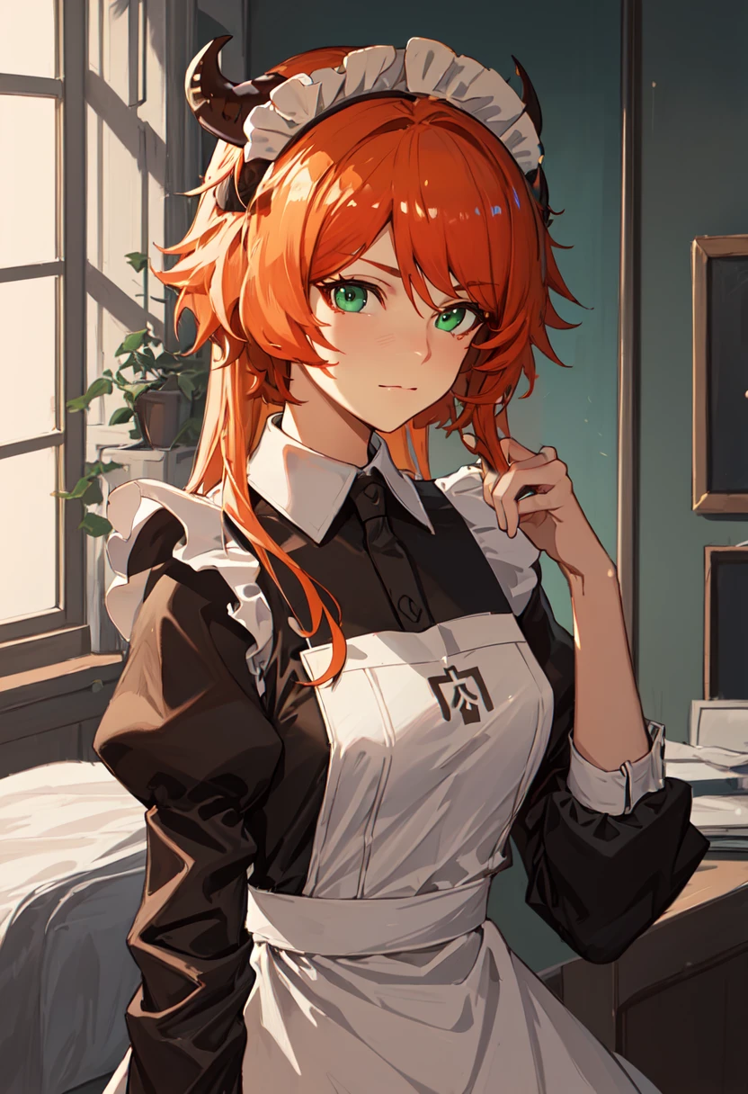best quality, masterpiece, highres, solo, (croissant_arknights:1.10), (maid:1.40), (long maid dress:1.15), 14 <lora:croissant_arknights:0.80>