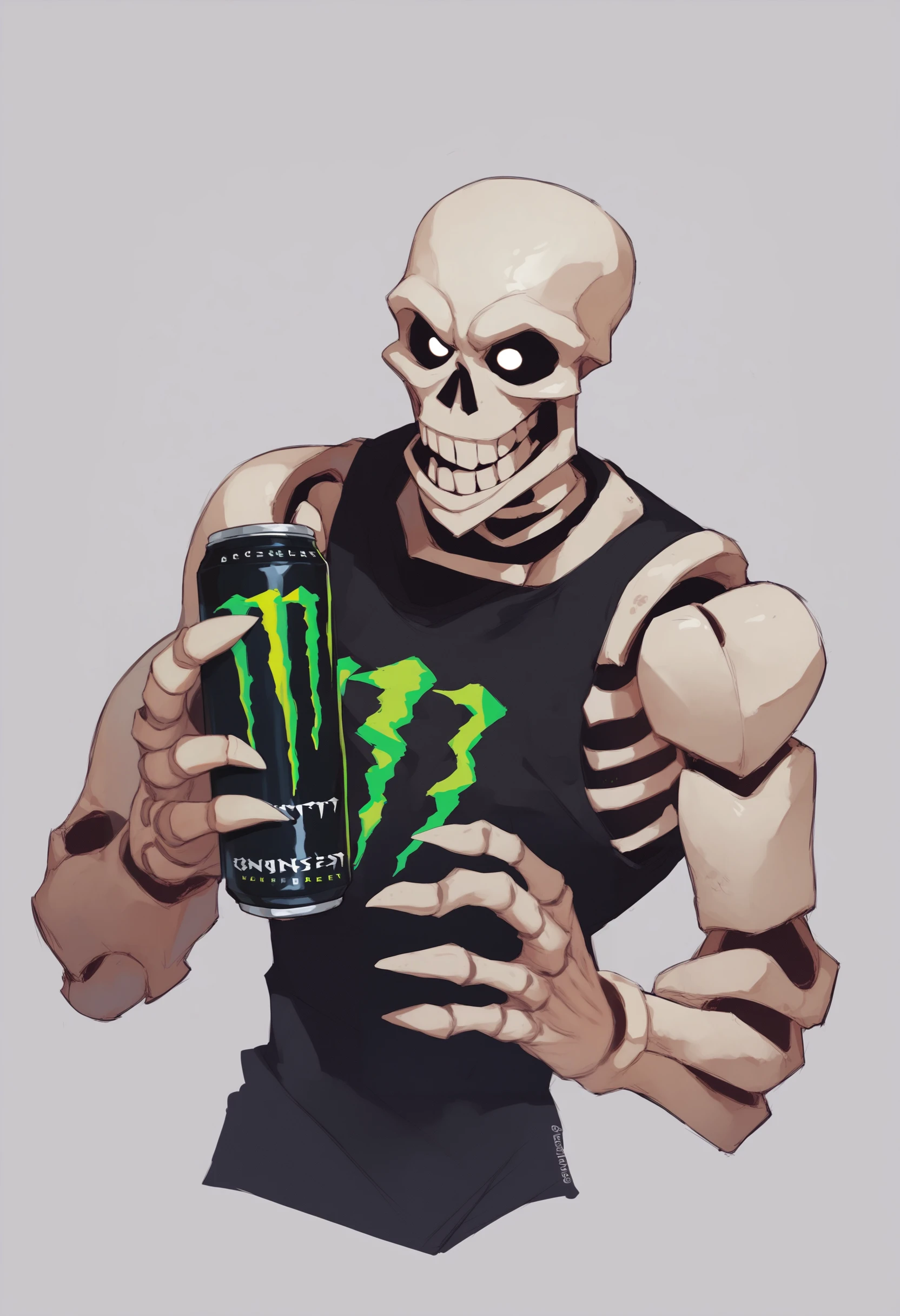 score_9, score_8_up, score_7_up, cool skeleton on chemetery evil grin grimace,
monster energy, holding monster energy, <lora:monsterEenergy_pony:0.7>