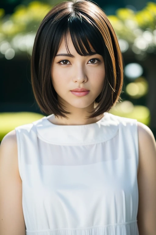 1girl,(RAW photo, best quality), (realistic, photo-realistic:1.4), masterpiece, an extremely delicate and beautiful, extremely detailed, 2k wallpaper, Amazing, finely detail, extremely detailed CG unity 8k wallpaper, ultra-detailed, highres, soft light, beautiful detailed girl, extremely detailed eyes and face, beautiful detailed nose, beautiful detailed eyes,cinematic lighting,perfect anatomy,slender body,
wearing a white avantgarde peplum dress and white skirt,(bokeh:1.2),
at a flower park,sakura flowers,flower garden,
<lora:hamabeminamiV2_lora:0.8>,smile,(hair with bangs),(boyish haircut:1.2)
