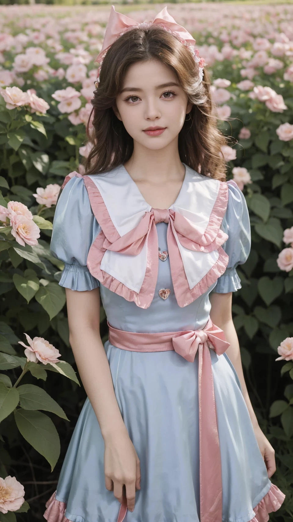 ((SFW: 1.4)), ((Detailed face, Professional photography)), ((SFW, Cute Magical Girl Uniform Top:1.4, 1 girl)), Ultra-high resolution, (Realistic: 1.4), RAW Photos, highest quality, (PhotoRealistic Stick), concentrated, Soft Light, (()), ((Japanese)), (((Young Face))), (surface), (Depth of written boundary), masterpiece, (Realistic), woman, (((1 girl))), (Detailed hands), (high waist), (Idol Face)