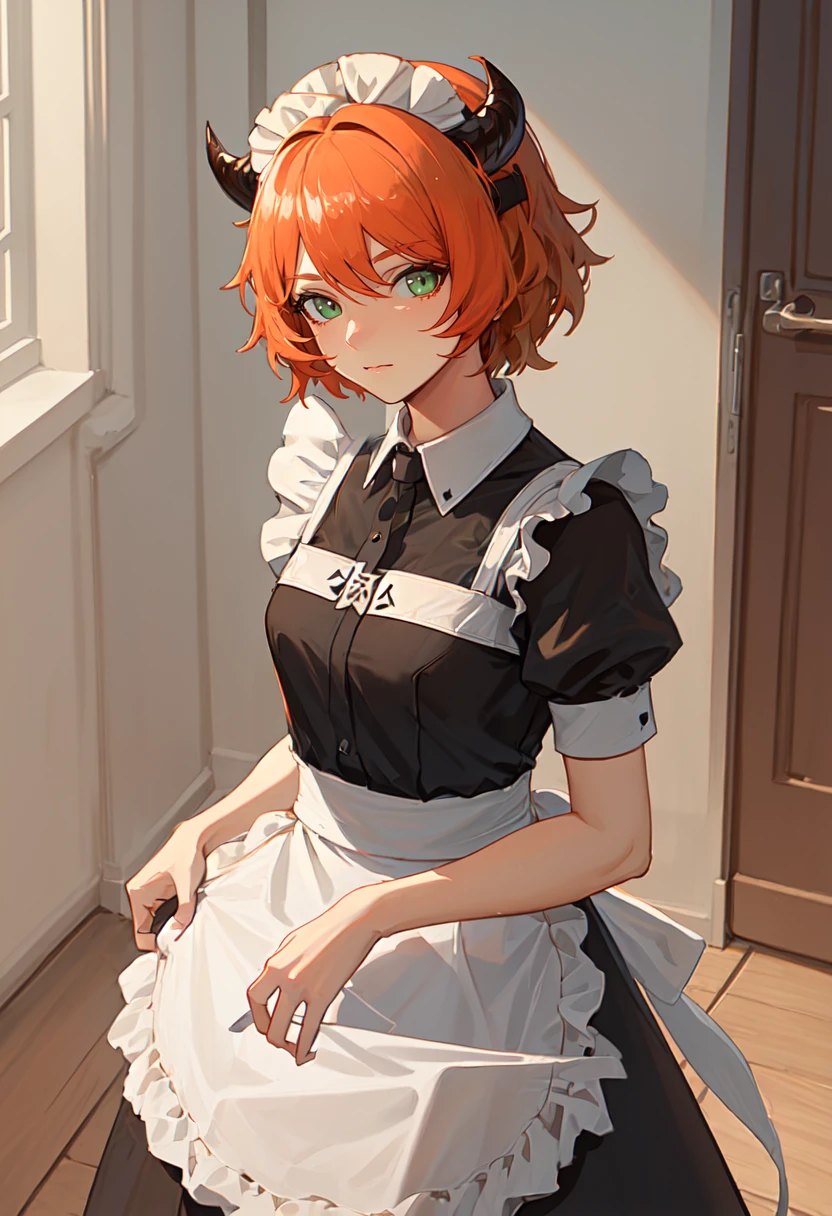 best quality, masterpiece, highres, solo, (croissant_arknights:1.10), (maid:1.40), (long maid dress:1.15), 13 <lora:croissant_arknights:0.80>