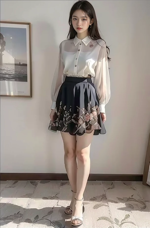 (full_body:1.3),stand,xinzhongshi,transparent shirt,(patterned clothes:1.3),<lora:1.5_perfect hands:0.8>,<lora:chinese-girl:0.7>,<lora:è¿-000001:0.5>,the perfect hand,<lora:perfect hands:0.8>,arm,v_legs,<lora:xinzhongshi2.1:0.8>,white shirt,medium_skirt,skirt,standing,audience oriented,generous,semi-perspective skirt,a patterned skirt,embroidery,milk white skirt,xinzhongshi2.1,, best quality, masterpiece, (photorealistic:1),ultra high res,highres,, illustration. media, delicate,8k wallpaper,soft light,official art, (realistic:1.2),1girl,