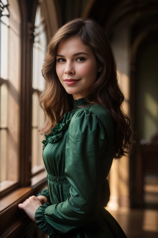 BonB1aTTXV1B,
a beautiful smiling woman posing for masterpiece photo, wearing dark-green victorian clothes, (victorian interior ambience:1.2),
(professional photo shooting), (high buget photo), (extremely detailed skin), (flawless skin), (model pose), (highly detailed facial features),
(perfect color grading), (High-quality textures and materials), (perfect setup and environments:1.9), (accurate light and shadow effects), (perfect visual quality),
(natural light), (high quality photography), (intricate details), (8k), (HDR), (sharp focus), (medium view:1.2),  (dark atmosphere:1.2)