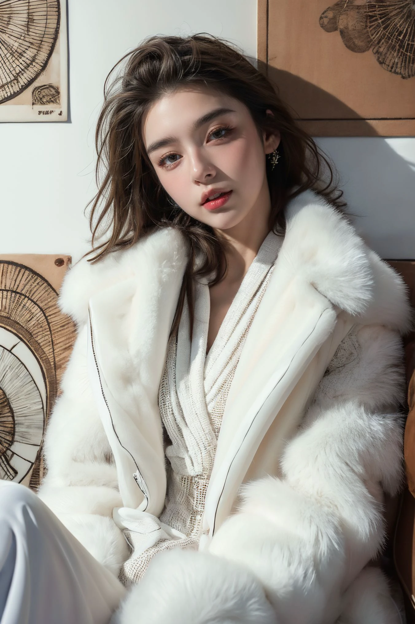(masterpiece, top quality, best quality, official art, beautiful and aesthetic:1.2),cover art,illustration minimalism,zentangle Alluring (Ginkgo:1.1),sleek,covered in Posters,intricate,abstract,monochrome,patterns,meditative,highly detailed,
xuer white fur coat,<lora:~Q?-vIfQW:fo xuer white fur coat:0.8>,