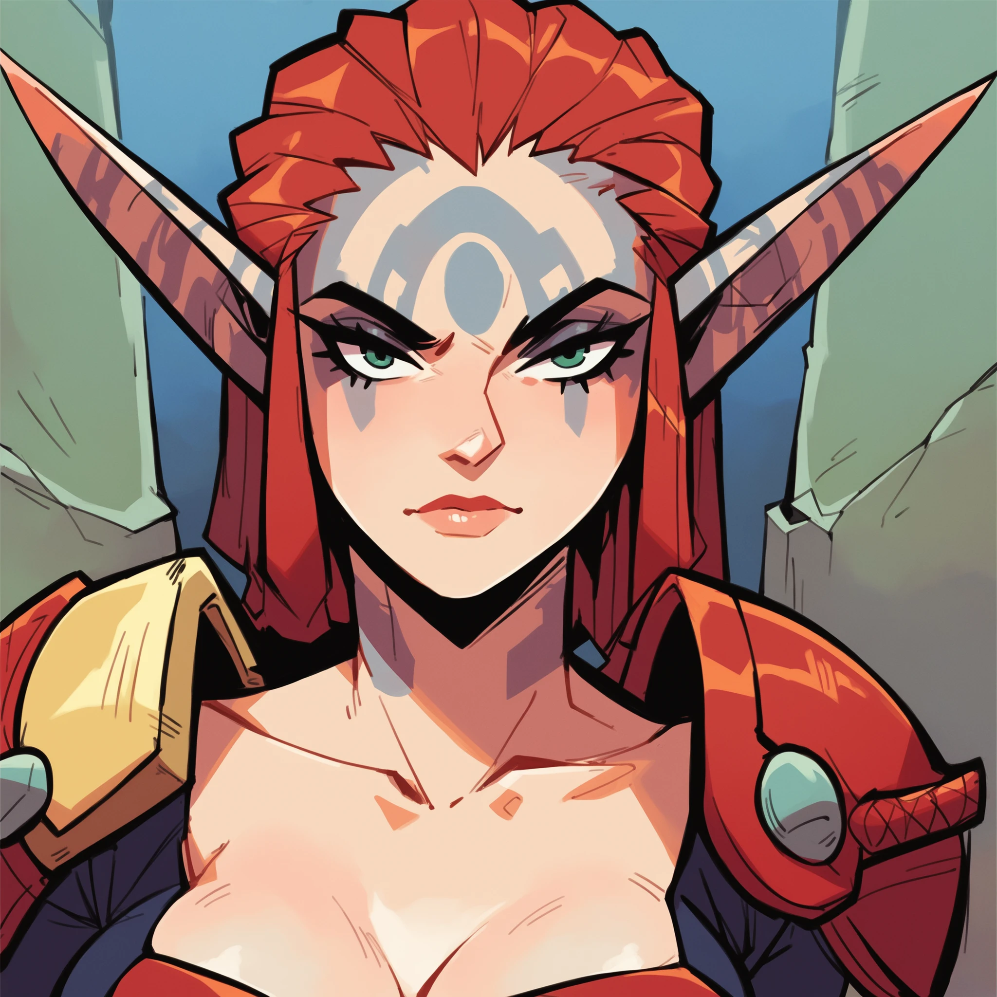 score_9, score_8_up, score_7_up, <lora:pr4x1s4ah3:1> pr4x1s4ah3,1girl,solo, looking at viewer,red hair, armor
