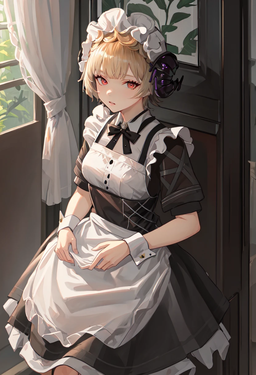 best quality, masterpiece, highres, solo, (bena_arknights:1.10), (maid:1.40), (long maid dress:1.15), 13 <lora:bena_arknights:0.80>