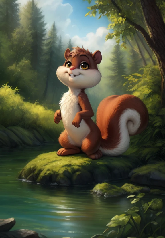 <lora:SkippySquirCartoYif:1>  Yellow eyes,   solo,   looking at viewer, SkippySquirCartoYif, Squirrel,
(beautiful, aesthetic, perfect, delicate, intricate, masterpiece, )  textured fur, [Forest, water, trees, lake, clouds, bushes,]
[by kenket|by totesfleisch8], by thebigslick:by silverfox5213:0.8], [by syuro, by paloma-paloma::0.2, (Tricksta, TotesFleisch8)