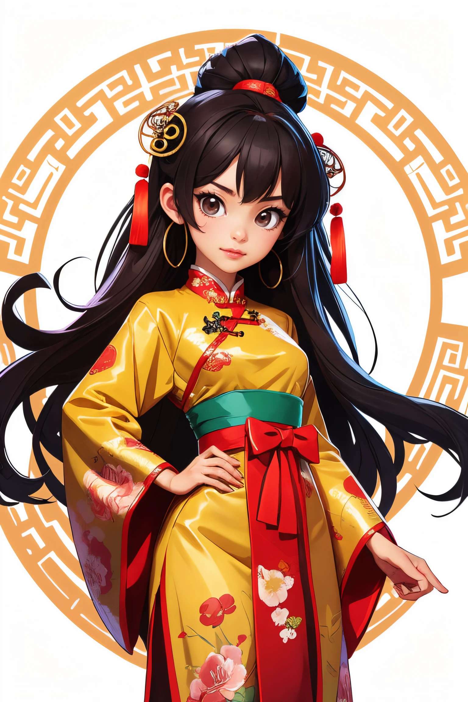 1 anime girl wearing traditional chinese costume, beautiful illustration wallpaper