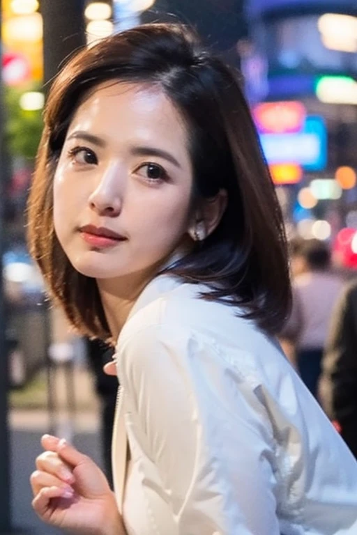Best quality,masterpiece,ultra high res,photorealistic,1girl,slim body,japanese street alley,dynamic pose,face closeup,depth of field,<lora:ruixuan_zang:1>,