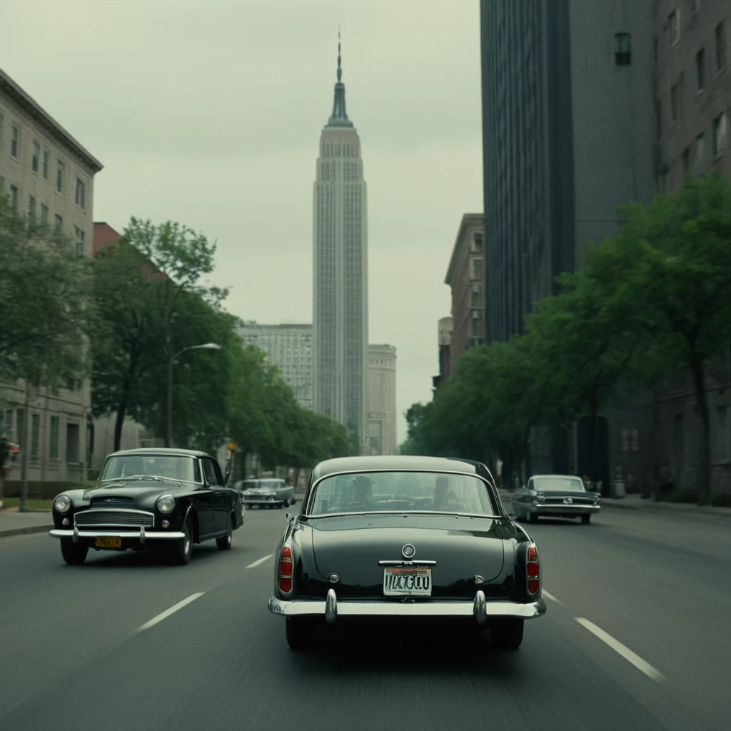 cinematic film still of <lora:1960's style:1>
In the 1960's a black car driving down a street next to a tall building,outdoors,tree,no humans,ground vehicle,building,scenery,motor vehicle,car,road,vehicle focus,power lines,lamppost,street,sports car ,realistic,realism, detailed, perfection,perfect,filmic,retro,vintage,classic,different haircut,different look,different style,1960's style , 1960 style, shallow depth of field, vignette, highly detailed, high budget, bokeh, cinemascope, moody, epic, gorgeous, film grain, grainy