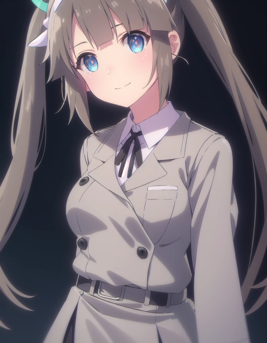 skminori, <lora:sk minori s1-lora-nochekaiser:1>,
minori, long hair, bangs, blue eyes, brown hair, hair ornament, long sleeves, twintails, sidelocks, hairband, white hairband,
BREAK skirt, shirt, long sleeves, school uniform, pantyhose, pleated skirt, belt, miniskirt, black pantyhose, black ribbon, neck ribbon, buttons, grey skirt, grey jacket,
BREAK indoors, classroom,
BREAK looking at viewer, (cowboy shot:1.5), smile,
BREAK <lyco:GoodHands-beta2:1>, (masterpiece:1.2), best quality, high resolution, unity 8k wallpaper, (illustration:0.8), (beautiful detailed eyes:1.6), extremely detailed face, perfect lighting, extremely detailed CG, (perfect hands, perfect anatomy),