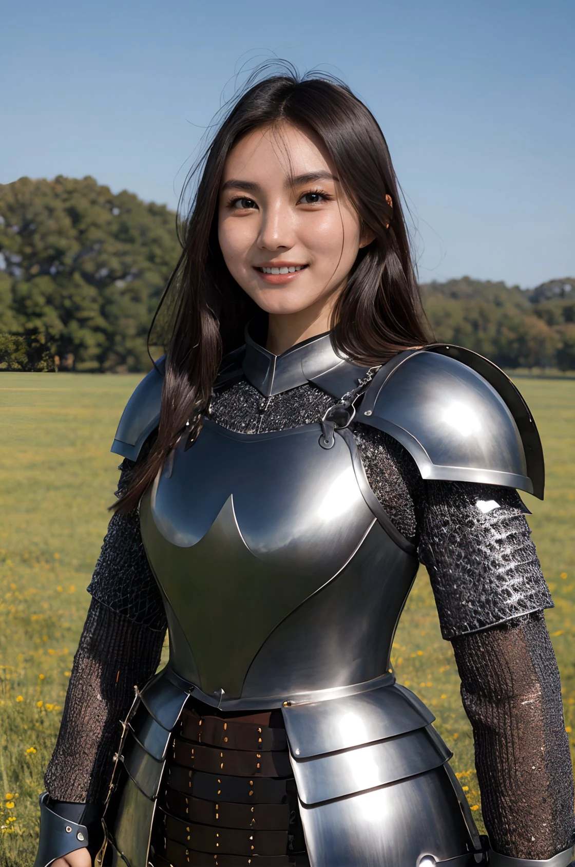 <lora:Maria_Zhang:1> maria_zhang, 
 <lora:MetalArmor:0.4> metar, armor, chainmail, metal