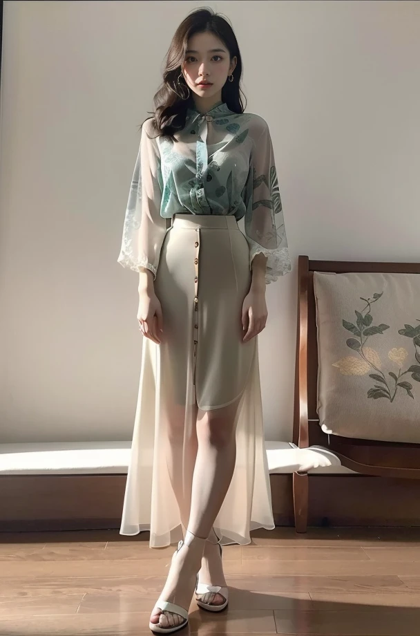 (full_body:1.3),stand,xinzhongshi,transparent shirt,(patterned clothes:1.3),<lora:1.5_perfect hands:0.8>,<lora:chinese-girl:0.7>,<lora:è
¿-000001:0.5>,the perfect hand,<lora:perfect hands:0.8>,arm,v_legs,<lora:xinzhongshi2.1:0.8>,white shirt,medium_skirt,skirt,standing,audience oriented,generous,semi-perspective skirt,a patterned skirt,embroidery,milk white skirt,xinzhongshi2.1,, best quality, masterpiece, (photorealistic:1),ultra high res,highres,, illustration. media, delicate,8k wallpaper,soft light,official art, (realistic:1.2),1girl,