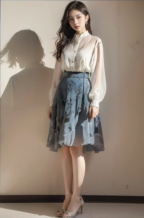 (full_body:1.3),stand,xinzhongshi,transparent shirt,(patterned clothes:1.3),<lora:1.5_perfect hands:0.8>,<lora:chinese-girl:0.7>,<lora:è
¿-000001:0.5>,the perfect hand,<lora:perfect hands:0.8>,arm,v_legs,<lora:xinzhongshi2.1:0.8>,white shirt,medium_skirt,skirt,standing,audience oriented,generous,semi-perspective skirt,a patterned skirt,embroidery,milk white skirt,xinzhongshi2.1,high quality,highres,super clear,16k,hud,, best quality, masterpiece, (photorealistic:1),ultra high res,highres,, illustration. media, delicate,8k wallpaper,soft light,official art, (realistic:1.2),1girl,
