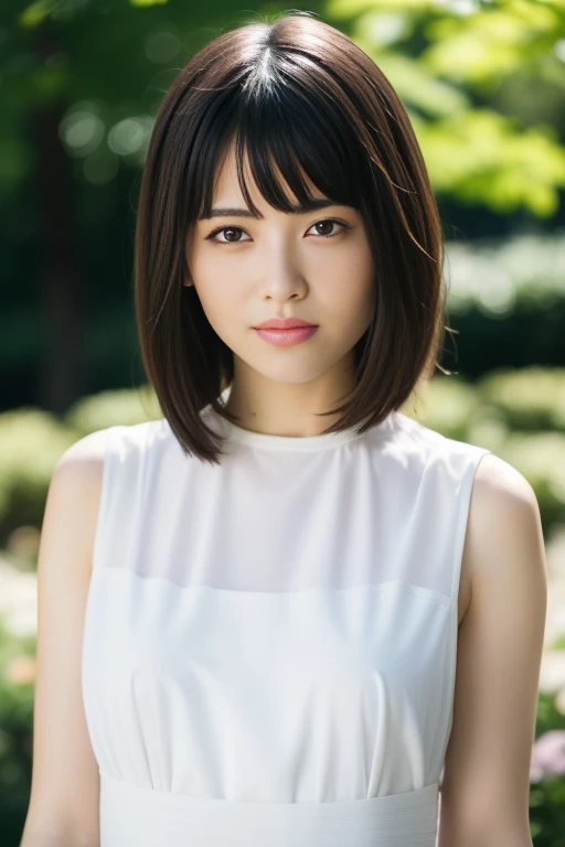 1girl,(RAW photo, best quality), (realistic, photo-realistic:1.4), masterpiece, an extremely delicate and beautiful, extremely detailed, 2k wallpaper, Amazing, finely detail, extremely detailed CG unity 8k wallpaper, ultra-detailed, highres, soft light, beautiful detailed girl, extremely detailed eyes and face, beautiful detailed nose, beautiful detailed eyes,cinematic lighting,perfect anatomy,slender body,
wearing a white avantgarde peplum dress and white skirt,(bokeh:1.2),
at a flower park,sakura flowers,flower garden,
<lora:hamabeminamiV2_lora:0.8>,smile,(hair with bangs)