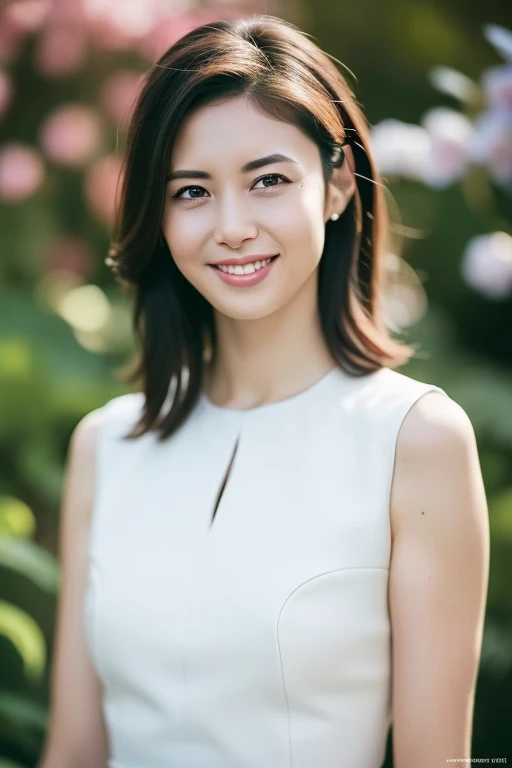 1girl,(RAW photo, best quality), (realistic, photo-realistic:1.4), masterpiece, an extremely delicate and beautiful, extremely detailed, 2k wallpaper, Amazing, finely detail, extremely detailed CG unity 8k wallpaper, ultra-detailed, highres, soft light, beautiful detailed girl, extremely detailed eyes and face, beautiful detailed nose, beautiful detailed eyes,cinematic lighting,perfect anatomy,slender body,
wearing a white avantgarde peplum dress,(bokeh:1.2),
at a flower park,sakura flowers,flower garden,
<lora:matsushimananako_lora:0.8>,smiling