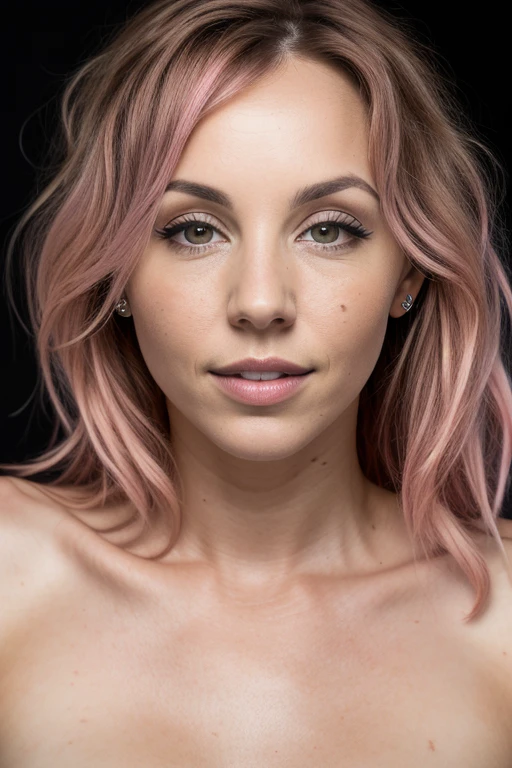 high quality 8k, Laura Pavinato, 14 years old, blue eyes, detailed pink hair, very detailed shadows, skin texture, detailed skin texture, detailed face features, sensual face, brazillian butt ( feature ), face looking at the viewer, realistic skin texture, no background, light smile, instagram picture, upstanding, detailed body shape long hair cinematic lighting, Canon, cinematic lighting, Hyperrealism, Masterpiece, anatomically correct, super detail, textured skin, UHD, natural lightning, face picture, portrait