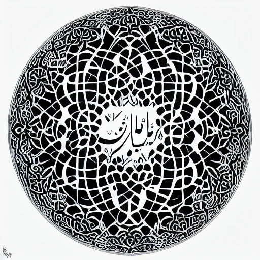 high quality <lora:Uyghur_Script:1>uyghur word art, fancy, medallion