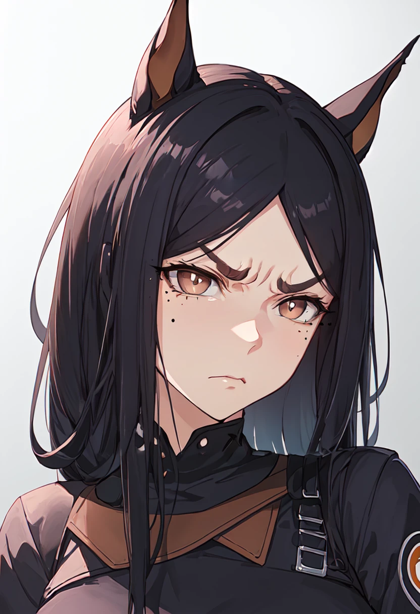 best quality, masterpiece, highres, solo, (dobermann_arknights:1.10), angry, annoyed, portrait, looking at viewer, 30 <lora:dobermann_arknights:0.80>