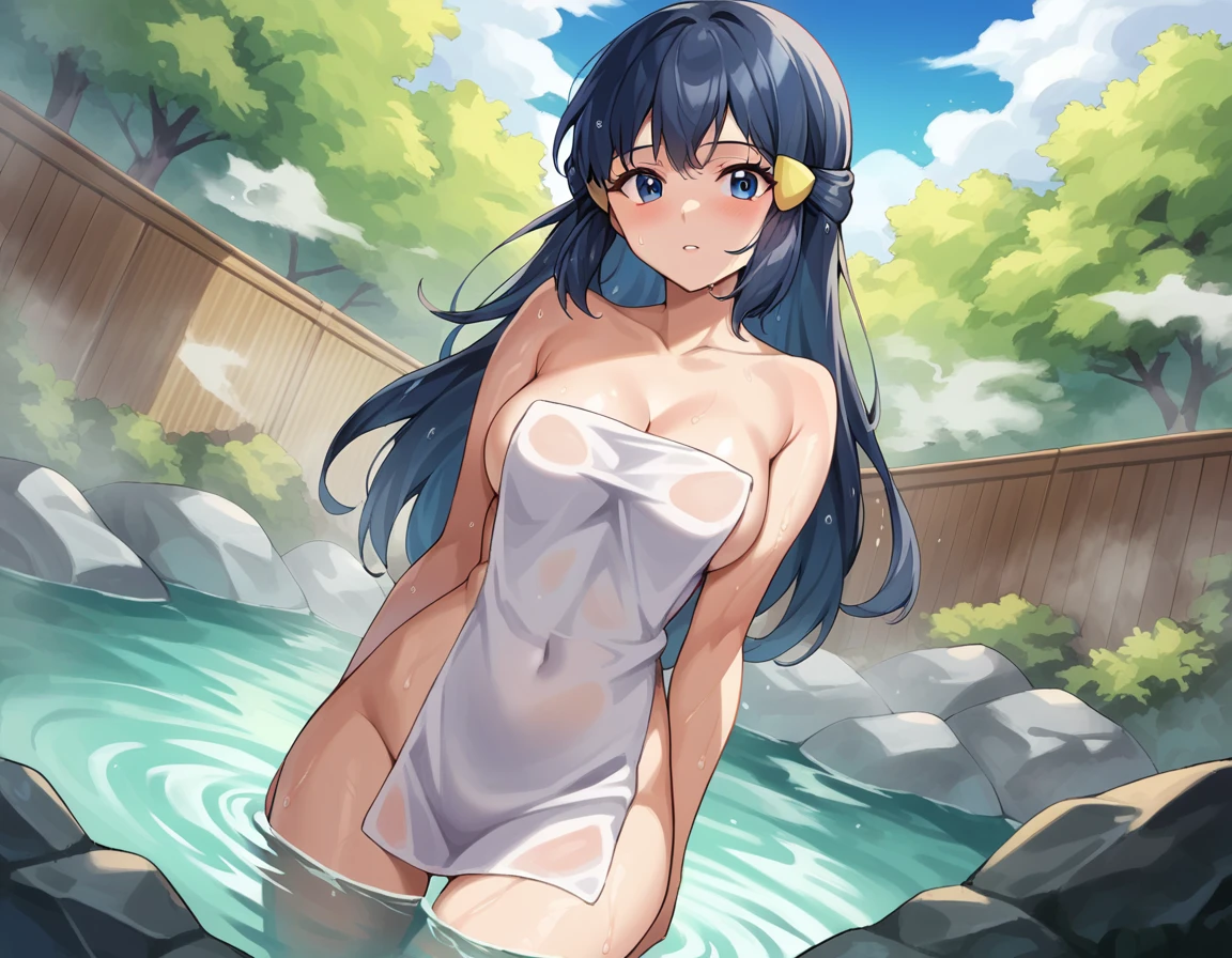 score_9, score_8_up, score_7_up, source_anime,
pokemondawn, <lora:pokemon-dawn-ponyxl-lora-nochekaiser:1>
pokemon dawn, black hair, blue eyes, sidelocks, long hair,
nude, naked, 
outdoors, onsen, towel, naked towel, steam, bathing, nude cover, partially submerged, water, bath, steam censor, wet towel,
looking at viewer, cowboy shot, dutch angle,