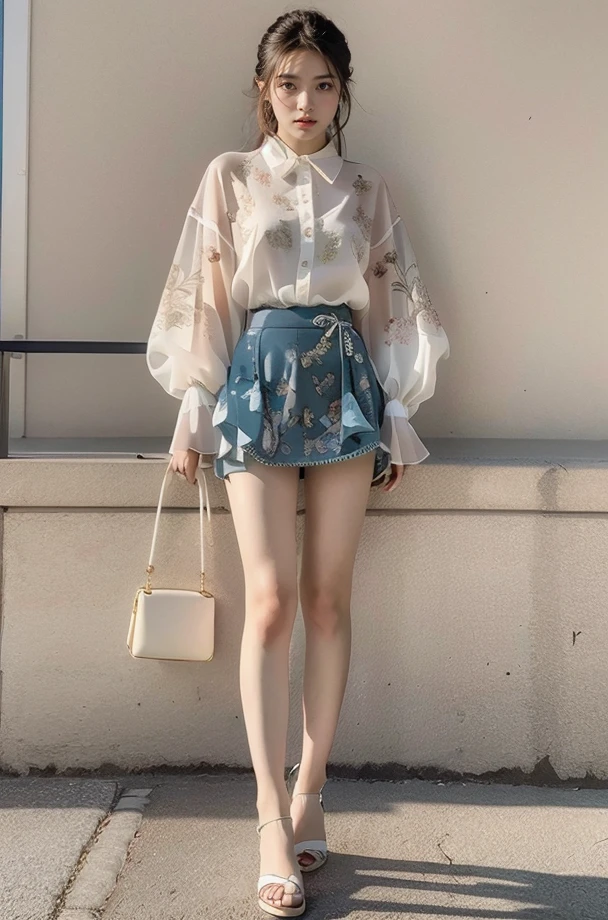 (full_body:1.3),stand,xinzhongshi,transparent shirt,(patterned clothes:1.3),<lora:1.5_perfect hands:0.8>,<lora:chinese-girl:0.7>,<lora:è
¿-000001:0.5>,the perfect hand,<lora:perfect hands:0.8>,arm,v_legs,white shirt,medium_skirt,standing,audience oriented,generous,embroidery,xinzhongshi3,high quality,highres,super clear,16k,hud,in the outdoor,realive,realistic,realistic,color matching,<lora:xinzhongshi3:0.7>,pantywear,perspective trouser skirt,embroidered pant skirt,shorts,, best quality, masterpiece, (photorealistic:1),ultra high res,highres,, illustration. media, delicate,8k wallpaper,soft light,official art, (realistic:1.2),1girl,