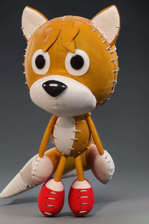 Tall, High quality, nonblurry, male, Ultra HD, HDR, 8K, smooth lighting, solo, (fully clothed, masterpiece, photorealistic, good shading, studio quality), (Tails Doll, stuffed doll, metal antenna with red orb, gray zipper on back), (, epic lighting)), best_quality, perfect quality, cinematic lighting, highest quality, intricate details