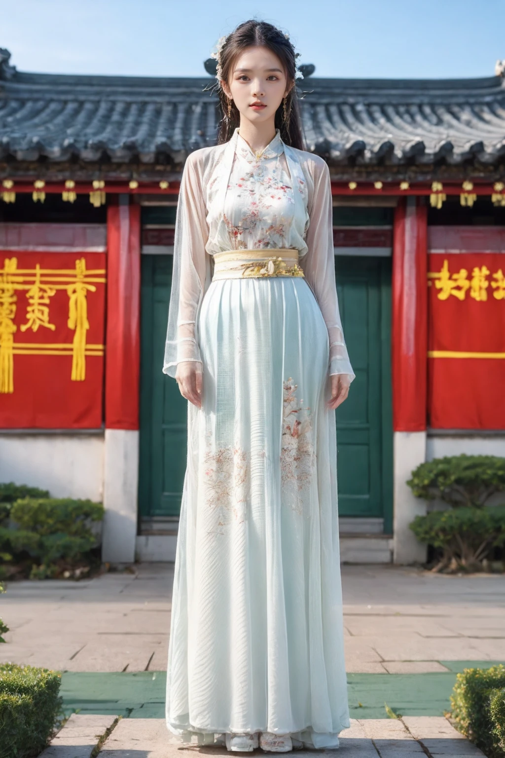 girl,AgainChineseClothes_v1,chinese style architecture,outdoors,see-through,(full body:1.2),<lora:AgainChineseClothes_v1:1>