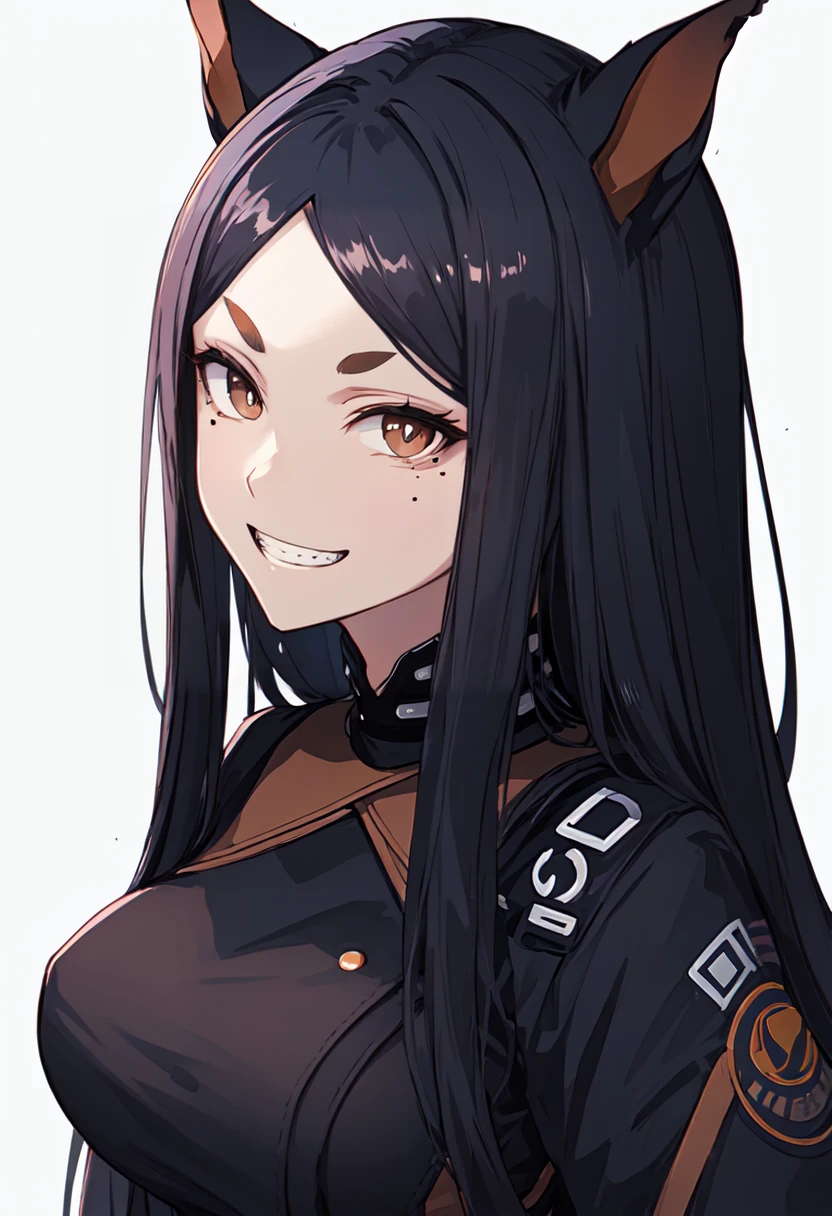 best quality, masterpiece, highres, solo, (dobermann_arknights:1.10), evil grin, evil smile, grin, portrait, looking at viewer, 33 <lora:dobermann_arknights:0.80>