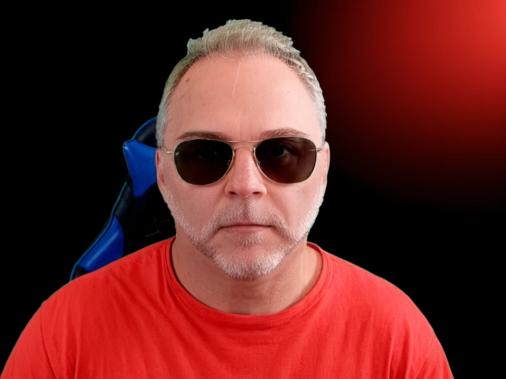 (((masterpiece))), ((Craig Severance wearing Ray Ban Sun glasses and a RED crew neck shirt with a fancy logo on the left side))), (facing the camera with a smile on his face), complex 3d render, intricate reflections, ultra-detailed, HDR, Hyperrealism, Panasonic Lumix s pro 50mm, 8K, octane rendering, raytracing, (((professional photography))), high definition, photorealism, hyper-realistic, bokeh, depth of field, dynamically backlit, studio, vibrant details, ((professional Color grading)), photorealistic, <lora:more_details:1> <lora:Craig_Severance_Himself_V3:1>