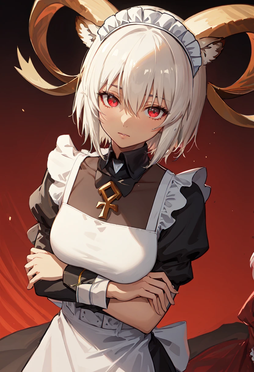 best quality, masterpiece, highres, solo, (carnelian_arknights:1.10), (maid:1.40), (long maid dress:1.15), 22 <lora:carnelian_arknights:0.80>