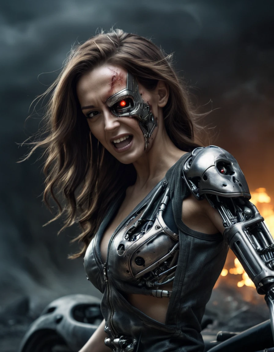photograph FemTerminatorCos, Fist aised, Victory is near, Motivational, Shouting, 50mm . cinematic 4k epic detailed 4k epic detailed photograph shot on kodak detailed cinematic hbo dark moody, 35mm photo, grainy, vignette, vintage, Kodachrome, Lomography, stained, highly detailed, found footage, FemTerminatorCos, Fist aised, Victory is near, Motivational, Shouting, inspirational, modern fine classic cinematic romantic epic contemporary fantastic open lovely highly detailed real glowing rich colors dramatic flowing atmosphere, very peaceful, awesome, inspiring, noble, thought, elite, historic, fancy, brilliant, pristine, perfect, shining, shiny, bright, magnificent, great