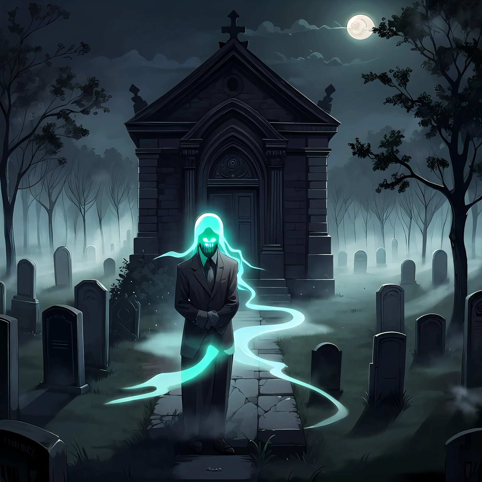 hires,high quality,best quality,mausoleum, scenery, glowing, evil, graveyard-background,graveyard,tombstone, graves,night,mist, moon, eerie,ghost, ominous, creepy, dark,(cowboy shot:1.2),evil smile, ghost
<lora:graveyard v1:0.9> <lora:Add Detail:0.4>