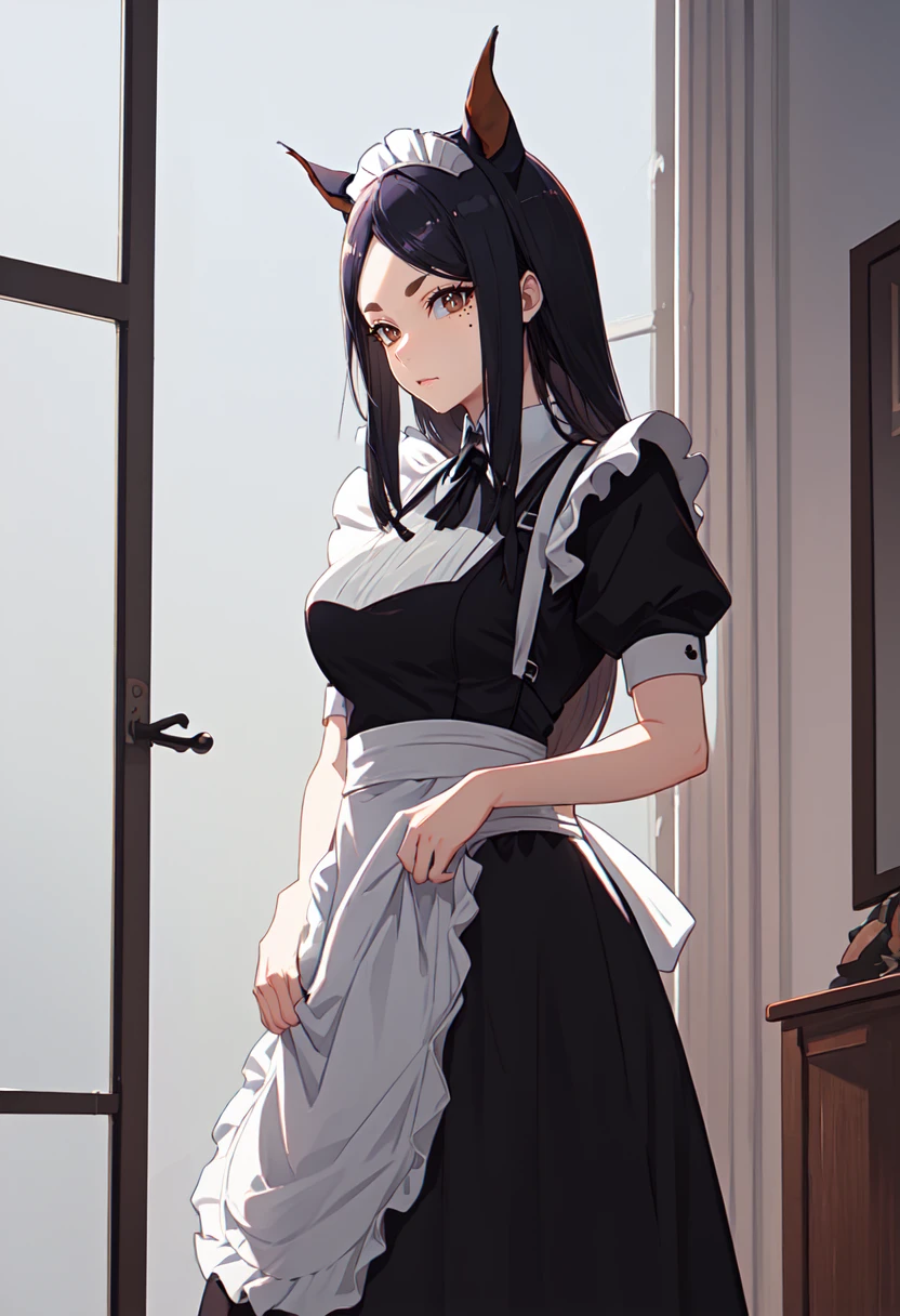 best quality, masterpiece, highres, solo, (dobermann_arknights:1.10), (maid:1.40), (long maid dress:1.15), 16 <lora:dobermann_arknights:0.80>