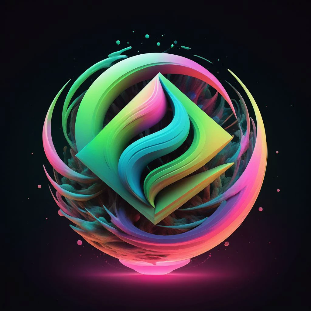 artlg, logo of a colorful illustration, 4k, uhd   masterpiece, Artpprct, in the style of monotyping, modern and minimal, mossbeast, spellcaster, druid, spirit wind air elemental Motion photography, hyperrealism, Minimal, modern, logo, vantablack, pearl, neon pink, neon green, ink, charcoal, watercolor, geometric abstract, illusionism, futurism, artistic, spiritual, irridescent, harmonious, masTerpiece, transcendent, CELL SHADED, UNREAL ENGINE 5, VOLUMETRIC LIGHTING