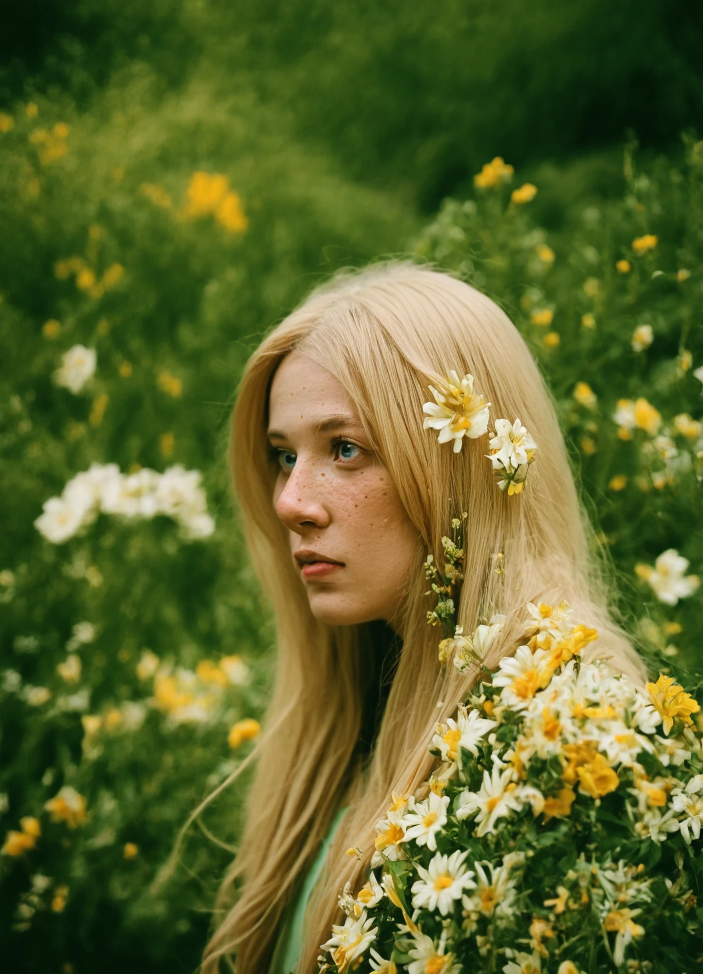 score_8_up BREAK realistic, photo , irl, film grain, 1girl, blue eyes, long hair, blonde hair, freckles, flower, blurry, outdoors, plant<lora:RetouchPhoto_PonyV6_v3.1:1>