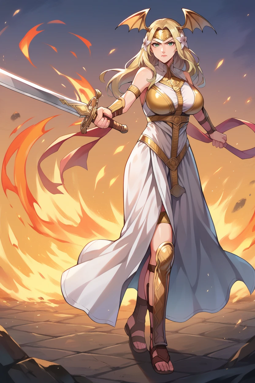 woman holding a sword,