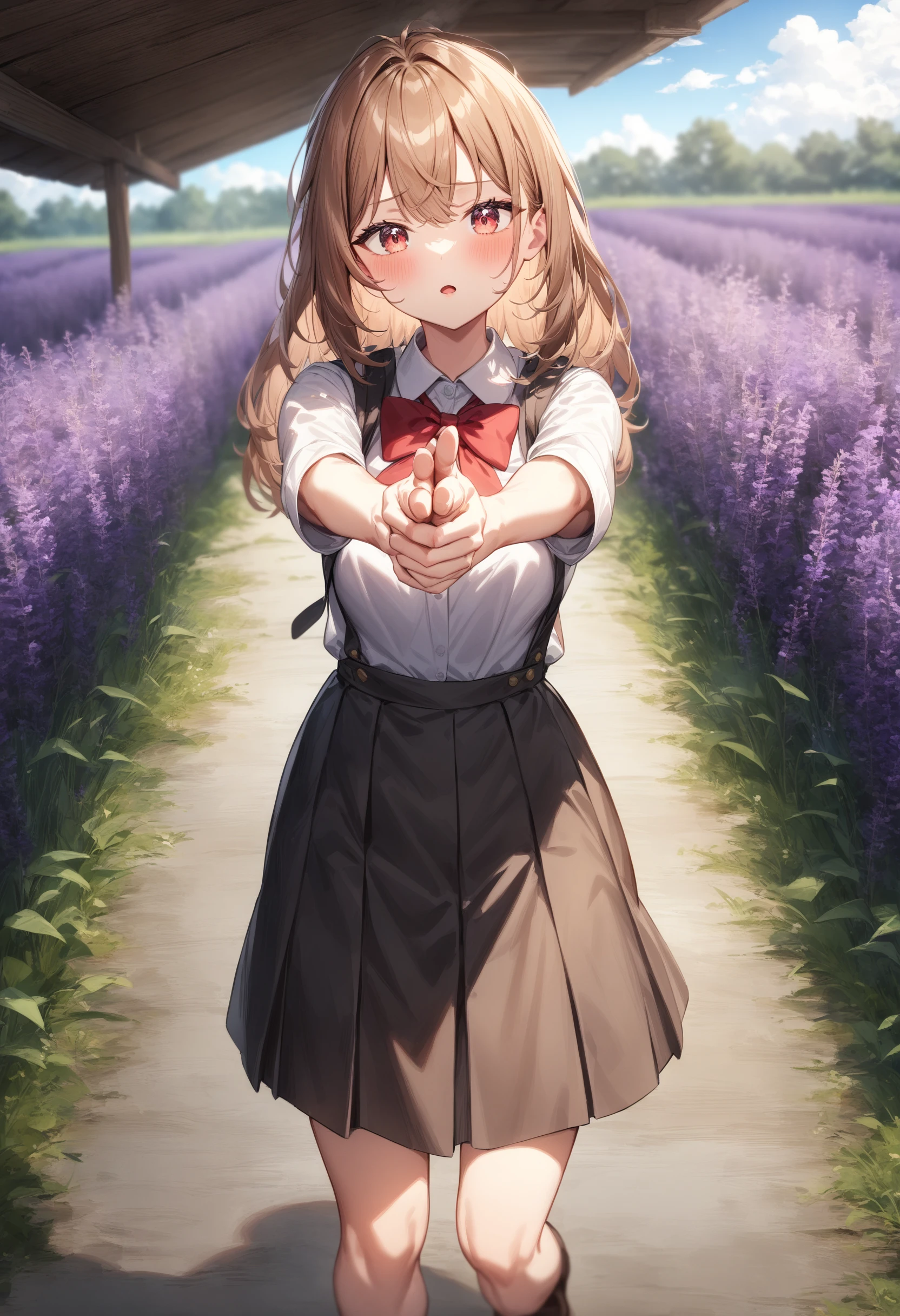 1girl, <lora:sdxl2-flat2-512b:-1>,medium breasts,school uniform,
dual finger gun,<lora:dualfingergun_XL_v1:0.8>
ceiling, wide shot, looking at viewer, bored, lavender field, open mouth,
masterpiece, best quality, very aesthetic, absurdres