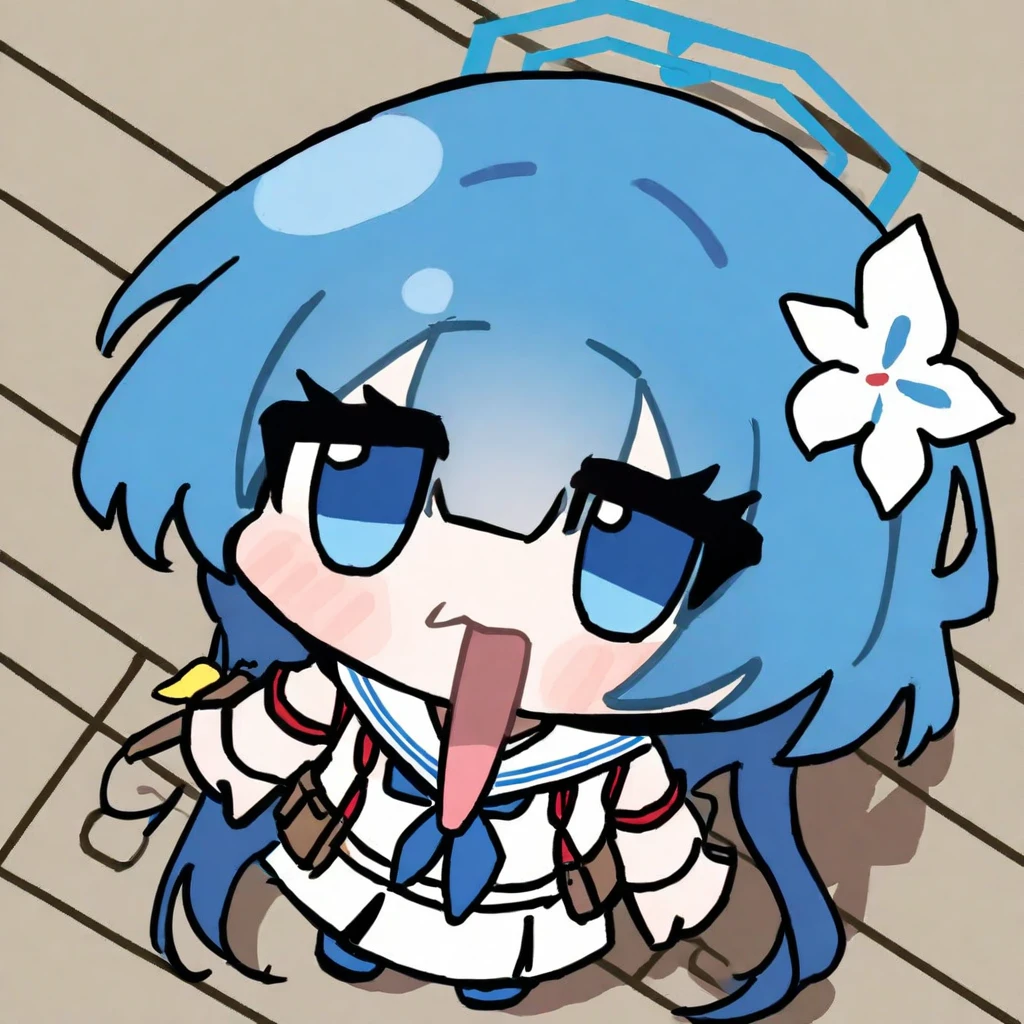 1girl,nyn meme,chise_\(blue_archive\), halo,cloudy sky, blurry background,masterpiece, newest, absurdres,  <lora:nyn_meme_a31-000460:1>