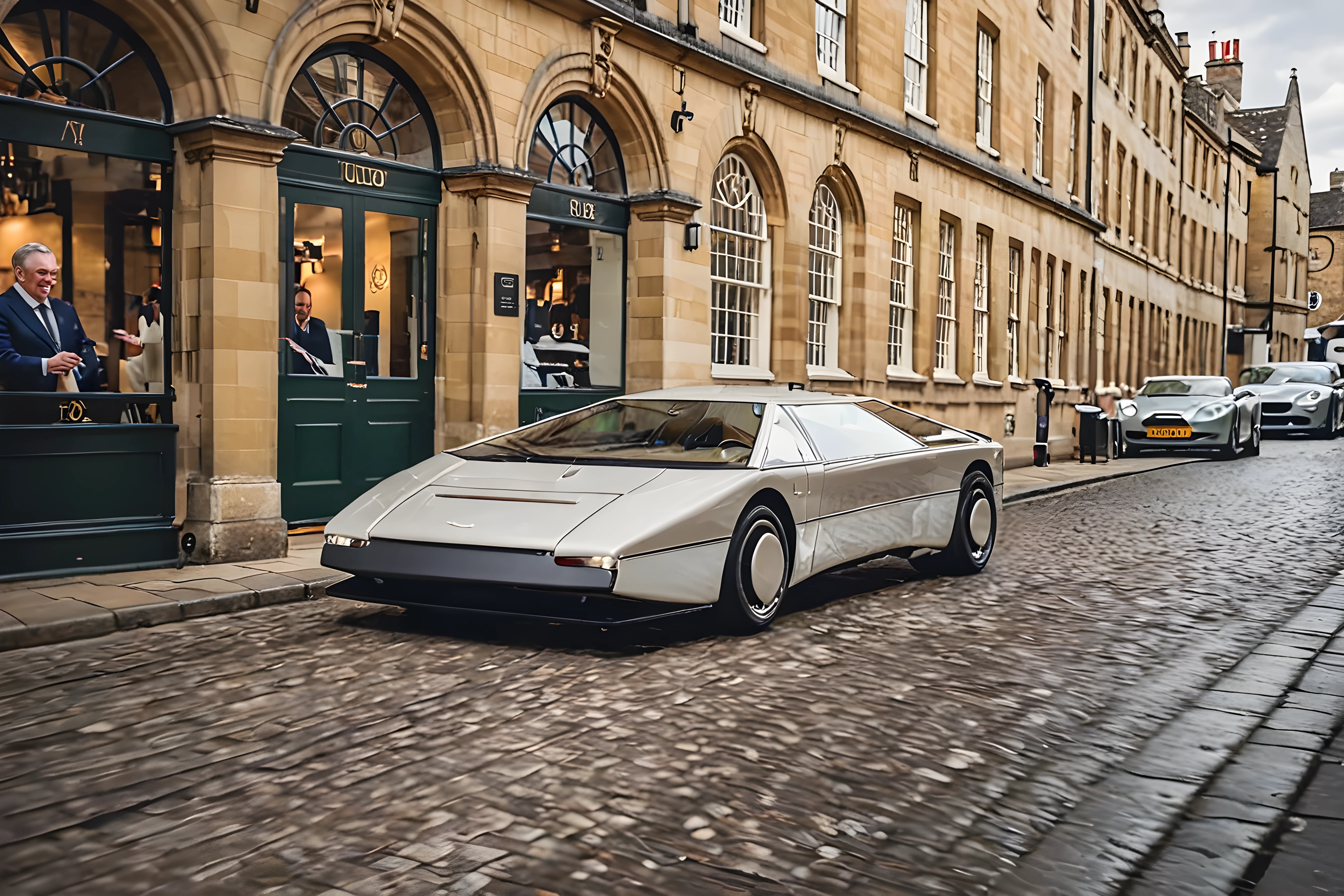 <lora:kagan_mcleod_lora_f16:1>,, leica photography of an aston martin bulldog speeding through oxford, british city, epic, action, cinematic, motion trails, highly detailed, large gradient, color graded, cobblestones, motion blur, fast