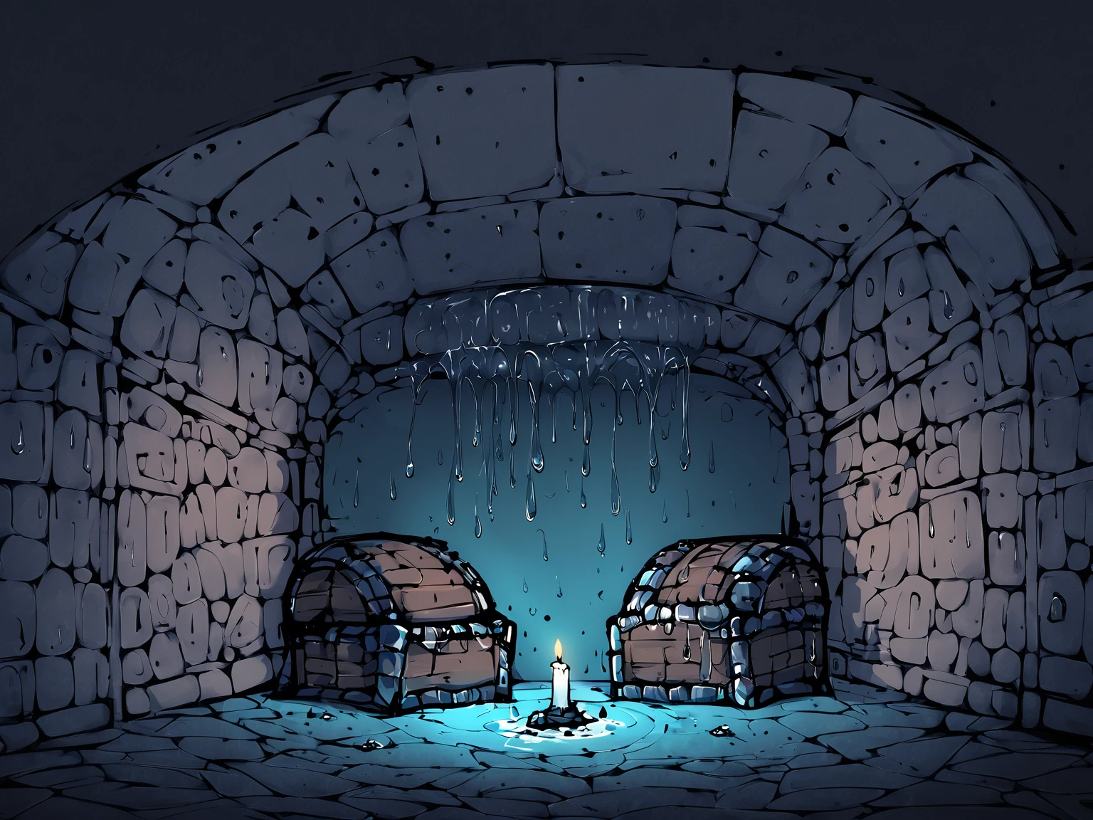 small (mimic:1.1) in a low lit room, large dungeon in background, solo, wide shot, {water droplet dripping down from above|damp and cold color palette|candle illuminating walls},
<lora:Mimic_ani3.1_XL:1>