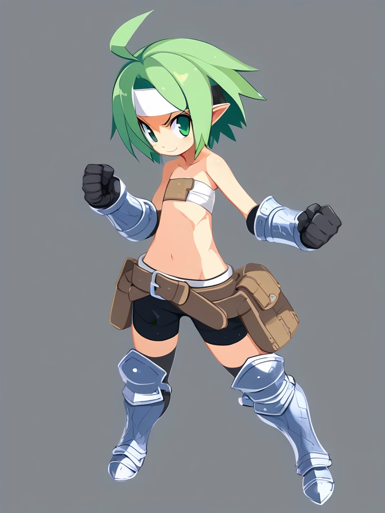 Valkyrie, short green pixie cut,headband,pointy ears, standing, solo, full body, flexing, arms up,
VAtt,bare shoulders, brown belt,armored boots,bike shorts,midriff,beltbra,beltskirt
(insanely detailed, beautiful detailed face, masterpiece, best quality) <lora:Valkyrie-09:0.8>