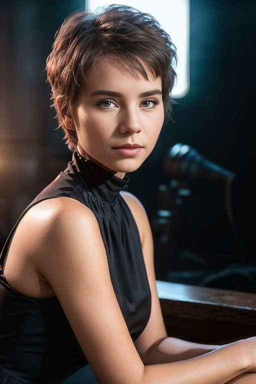 CorC0lTTXV2G,
a beautiful woman posing for masterpiece photo in a black-colored pencil dress, (club ambience:1.3), (high neck dress), (black dress:1.2), (pixie cut:1.2),
(professional photo shooting), (high buget photo), (extremely detailed skin), (flawless skin), (model pose), (highly detailed facial features),
(perfect color grading), (High-quality textures and materials), (perfect setup and environments:1.9), (accurate light and shadow effects), (perfect visual quality),
(natural light), (high quality photography), (intricate details), (8k), (HDR), (sharp focus), (close-up portrait:1.2), (dark atmosphere:1.2)