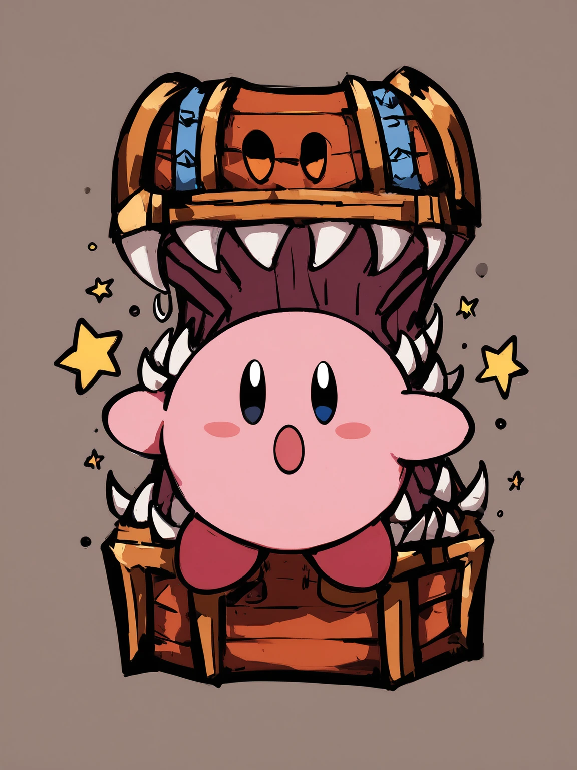 mimic with arms holding up Kirby holding a star,
<lora:Mimic_ani3.1_XL:1>
