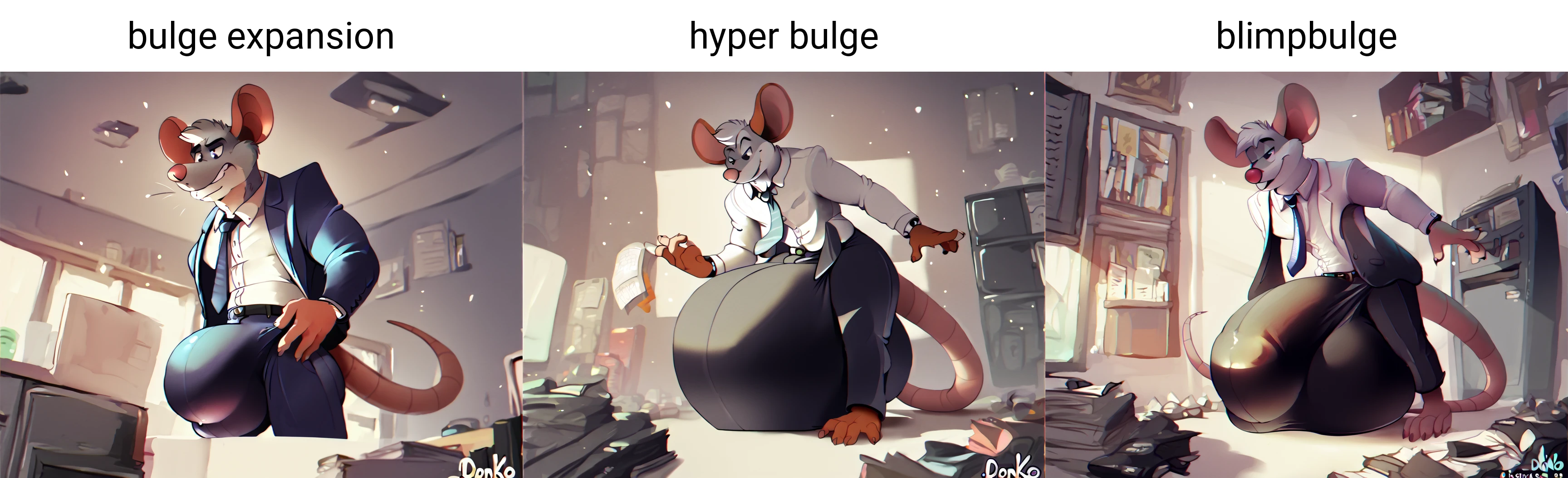 score_9, score_8_up, score_7_up, score_6_up, score_5_up, score_4_up, solo, mouse, anthro, male, rodent, business suit, inflating, bulge expansion, by don ko <lora:MaleInflationXL-01-Pony-e100:1>