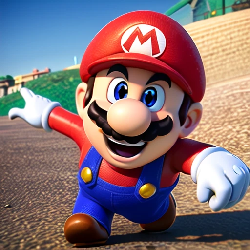<lora:Mario:1>1boy, brown hair, clenched hands, facial hair, gloves, hat, jumping, looking at viewer, madotsuki, male focus, mario, multiple boys, mustache, open mouth, outdoors, red headwear, red shirt, running, sky, smile, solo