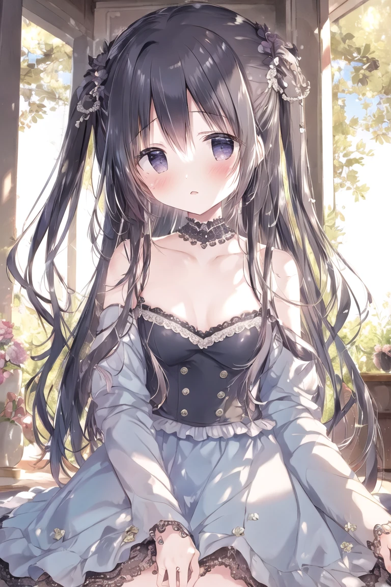 Cute beautiful girl、Embarrassed、naked、Gothic Lolita、A sweet and adorable blush、Beautiful Lips、Beautiful Eyes、