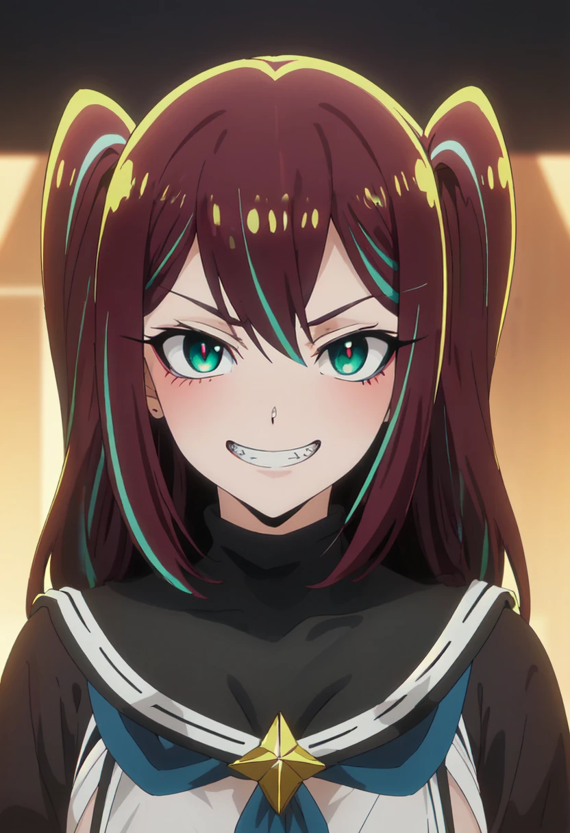 best quality, masterpiece, highres, solo, (matama_akoya_mahoushoujoniakogarete:1.10), evil grin, evil smile, grin, portrait, looking at viewer, anime_style, 46 <lora:matama_akoya_mahoushoujoniakogarete:0.80>