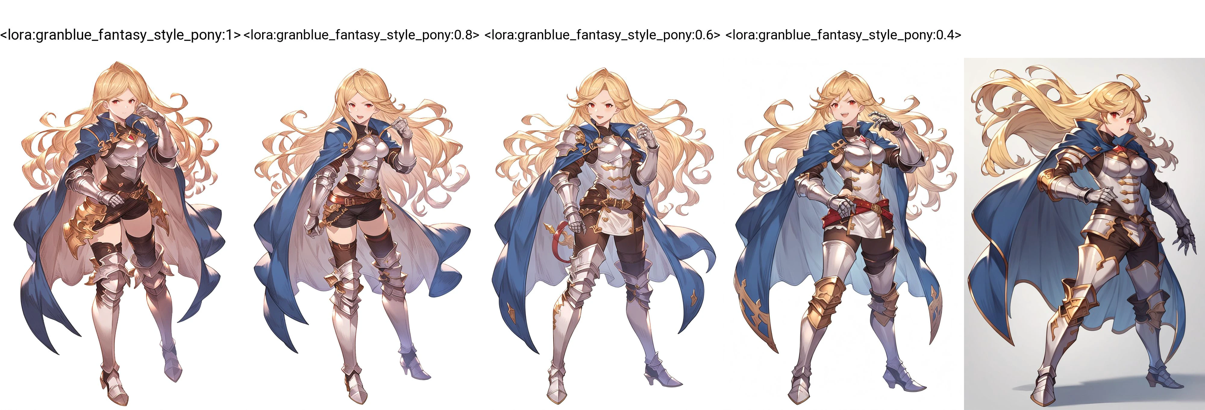 score_9, score_8_up, score_7_up, score_6_up, masterpeice, BREAK
source anime, granblue_fantasy_style_xl, granblue, 1girl, katalina \(granblue fantasy\), red eyes,gauntlets, silver armor, greaves, blonde hair, long hair, blue cape, rapier, hand on sheath, full body
<lora:granblue_fantasy_style_pony:1>